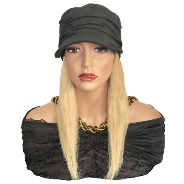 Hat with hair attached