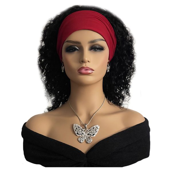 Headband Wig 12 inch Curly Black Human Hair Wig