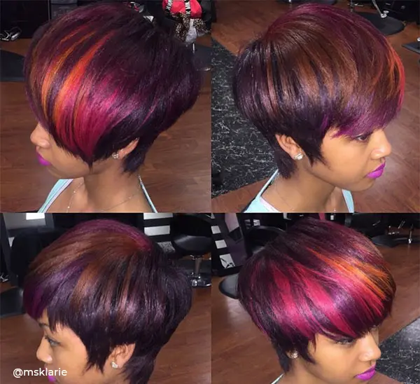 Red Ombre Hair Color Bowl Cut